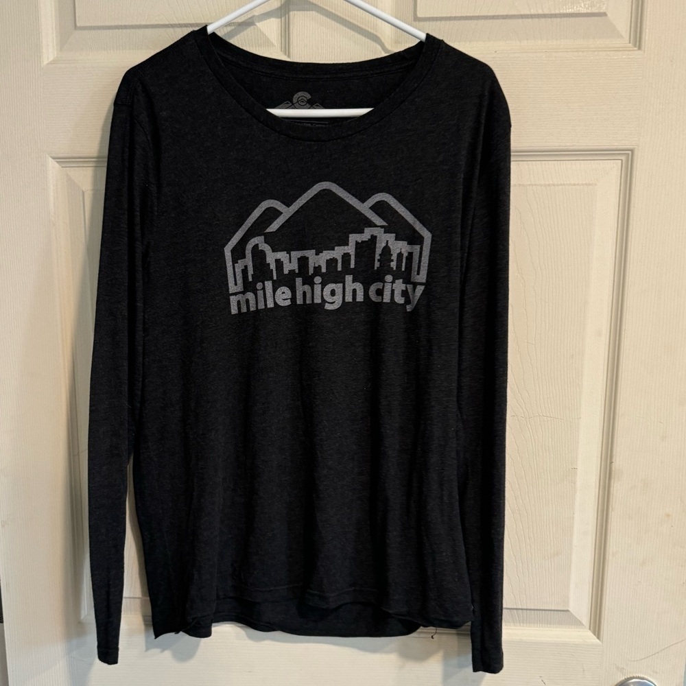 Colorado Denver Mile High City Graphic‎ Long Sleeve Tee Shirt Gray Mens Medium